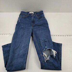 Abercrombie The '90s Straight Ultra High Rise Distressed Jeans 24 00s Curve love